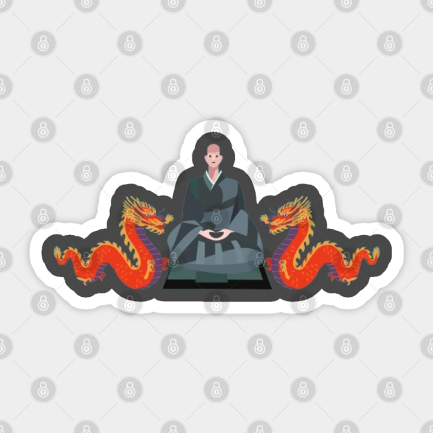 Monk Meditating Sticker by Craftshirt